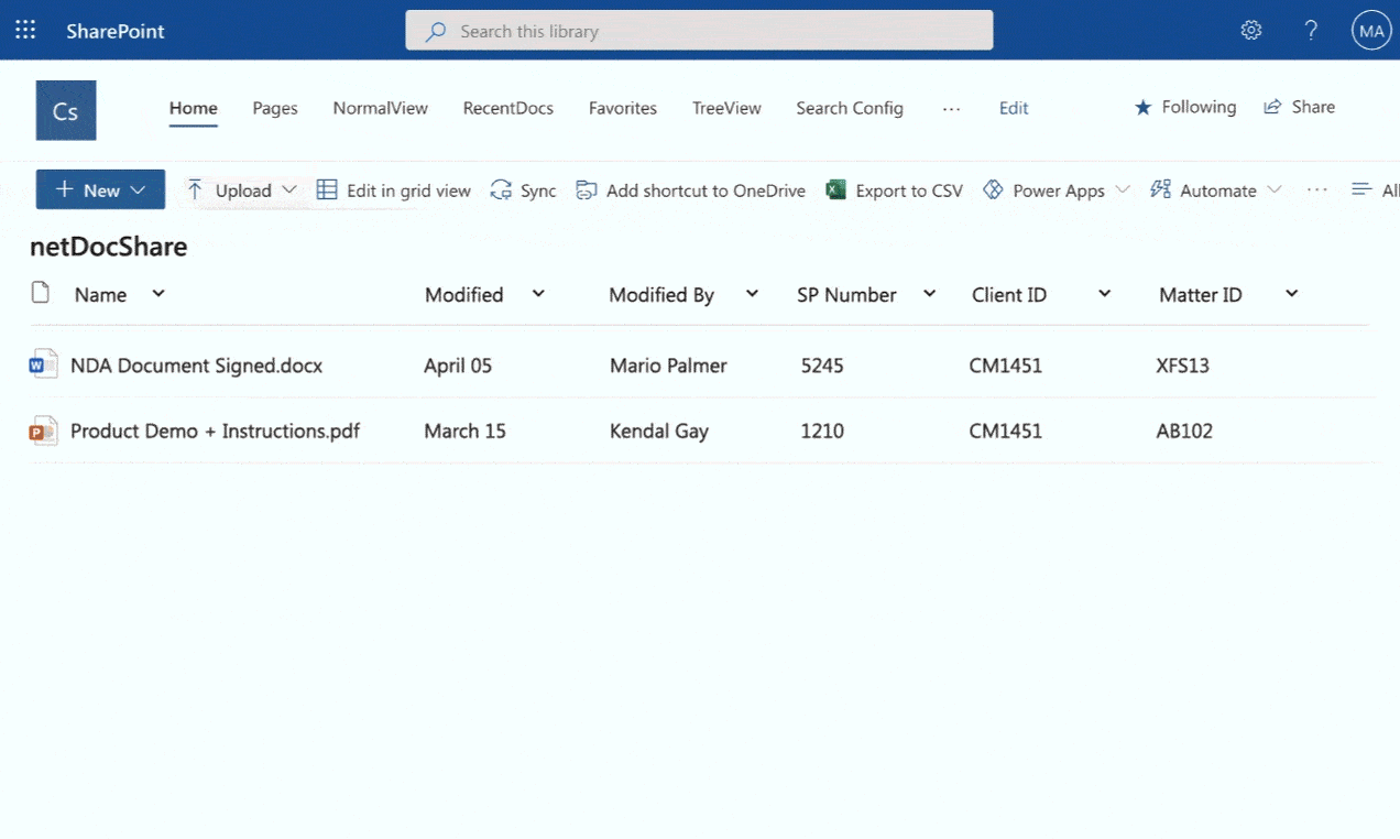 SharePoint-List to NetDocuments Cloud